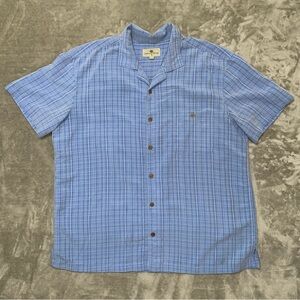Island Shores Light Blue Plaid Button Down Shirt Short Sleeve XXL